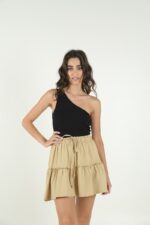 FRILL MINI SKIRT BEIGE
