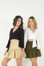 FRILL MINI SKIRT BEIGE - Image 4