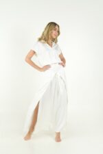 SPLIT SIDES WIDE LEG PANTS WHITE