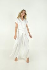 SPLIT SIDES WIDE LEG PANTS WHITE - Image 3