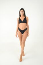 BOTTOM DRAPE SIDES HIGH LEG BLACK - Image 2
