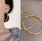 HOOP EARRINGS WITH SILVER NEEDLE GOLD