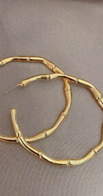 HOOP EARRINGS WITH SILVER NEEDLE GOLD - Image 2