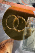 RHINESTONES HOOP EARRINGS WITH SILVER NEEDLE GOLD - Image 7