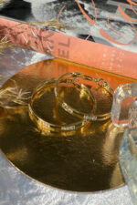 RHINESTONES HOOP EARRINGS WITH SILVER NEEDLE GOLD - Image 8
