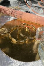 RHINESTONES HOOP EARRINGS WITH SILVER NEEDLE GOLD - Image 9