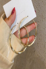 GOLD PLATED 925 SILVER NEEDLE HOOP EARRINGS GOLD - Image 2