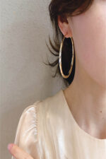 GOLD PLATED 925 SILVER NEEDLE HOOP EARRINGS GOLD - Image 3