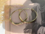 GOLD PLATED 925 SILVER NEEDLE HOOP EARRINGS GOLD - Image 4