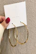 GOLD PLATED 925 SILVER NEEDLE HOOP EARRINGS GOLD - Image 6