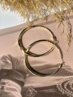 GOLD PLATED 925 SILVER NEEDLE HOOP EARRINGS GOLD - Image 7