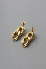 STAINLESS STEEL CHAIN EARRINGS GOLD - Image 2