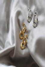 STAINLESS STEEL CHAIN EARRINGS GOLD - Image 5