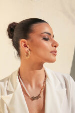 LEATHER WOVEN C SHAPE EAR HOOP WITH SILVER NEEDLE - Image 2