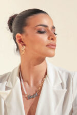LEATHER WOVEN C SHAPE EAR HOOP WITH SILVER NEEDLE - Image 4