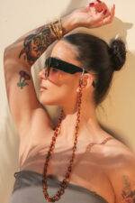 ACRYLIC SUNGLASSES CHAIN BROWN