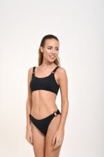 BOTTOM HIGH LEG WITH HOOPS BLACK