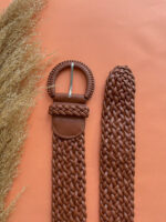 FAUX LEATHER WOOVEN BROWN