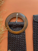 WOOVEN BELT WITH WOODEN BUCKLE BLACK - Image 2
