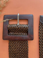 WOOVEN BELT WITH WOODEN BUCKLE BROWN/BLACK - Image 2