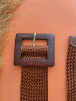 WOOVEN BELT WITH WOODEN BUCKLE BROWN - Image 2
