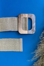 SQUARE BUCKLE STRAW BELT BEIGE - Image 2