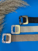 SQUARE BUCKLE STRAW BELT BEIGE - Image 3
