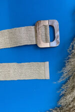 SQUARE BUCKLE STRAW BELT BEIGE - Image 4