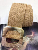SQUARE BUCKLE STRAW BELT NATURAL