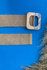 SQUARE BUCKLE STRAW BELT NATURAL - Image 2
