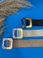 SQUARE BUCKLE STRAW BELT NATURAL - Image 3