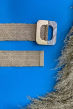 SQUARE BUCKLE STRAW BELT NATURAL - Image 4
