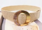 ROUND BUCKLE STRAW BELT BEIGE