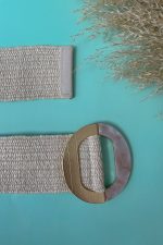 ROUND BUCKLE STRAW BELT BEIGE - Image 2