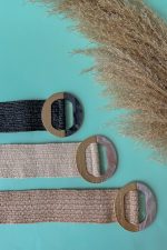 ROUND BUCKLE STRAW BELT BEIGE - Image 3