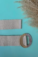 ROUND BUCKLE STRAW BELT BEIGE - Image 4
