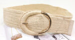 OVAL BUCKLE STRAW BELT BEIGE