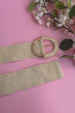 OVAL BUCKLE STRAW BELT BEIGE - Image 2
