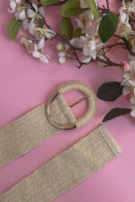OVAL BUCKLE STRAW BELT BEIGE - Image 5