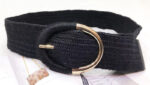OVAL BUCKLE STRAW BELT BLACK