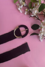 OVAL BUCKLE STRAW BELT BLACK - Image 2
