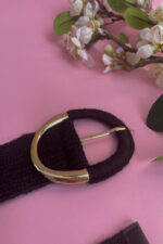 OVAL BUCKLE STRAW BELT BLACK - Image 3