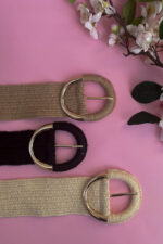 OVAL BUCKLE STRAW BELT BLACK - Image 4