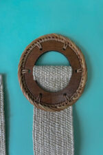ROUND WOODEN BUCKLE STRAW BELT BEIGE - Image 2