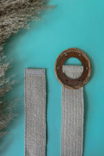 ROUND WOODEN BUCKLE STRAW BELT BEIGE - Image 4