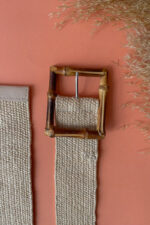 BAMBOO BUCKLE STRAW BELT BEIGE - Image 2