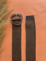 WOOVEN BELT WITH WOODEN BUCKLE BROWN/BLACK