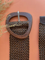 WOOVEN BELT WITH WOODEN BUCKLE BROWN/BLACK - Image 2