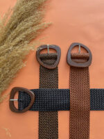 WOOVEN BELT WITH WOODEN BUCKLE BROWN/BLACK - Image 3
