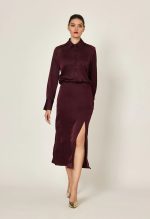DESIRE SATIN SKIRT WITH SLIT